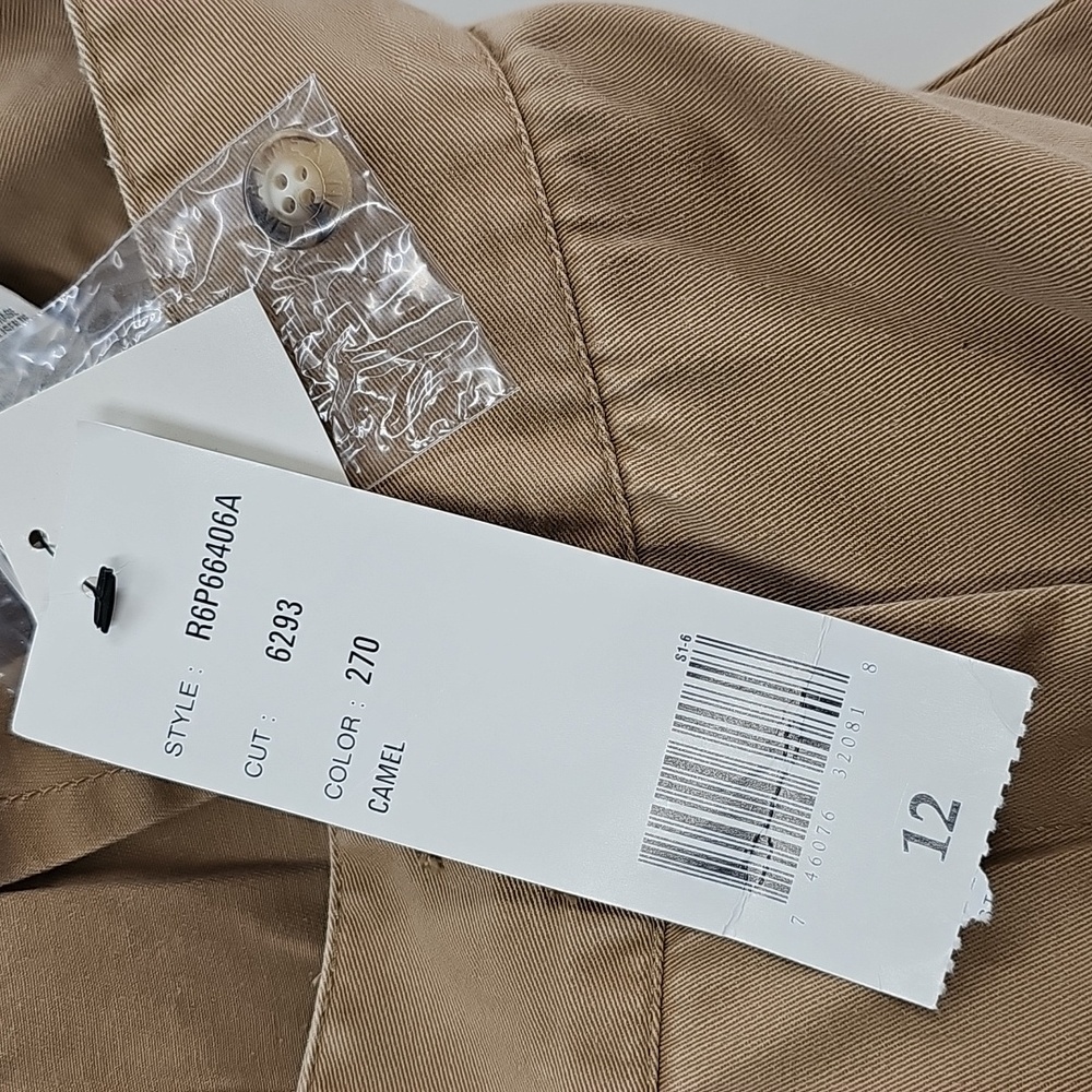 90s Anne Klein A-Line, High Waist Pleat Front Khaki Chinos, New, Sz 12 - Picture 10 of 13